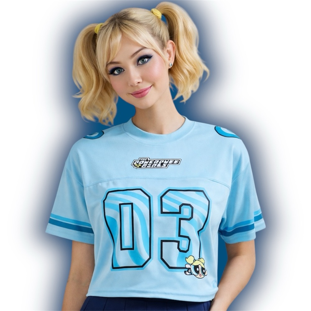 Cartoon Network The Powerpuff Girls Bubbles Women's Cropped Football Jersey